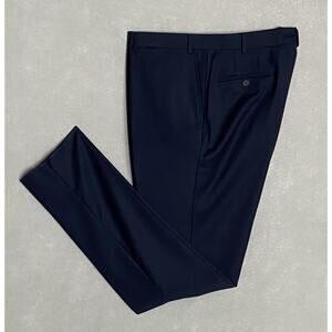 Ted Baker London Joey Pant Men's 42R Wool Dress Pant Solid Navy Blue Raw Hem NEW